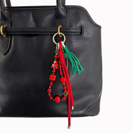 Collection ethnique décontractée, perles à pompons de Noël, breloques de sac en résine de couleurs assorties