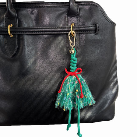 Breloques de sac en corde tissée, nœud papillon décontracté, pompon torsadé, couleurs assorties