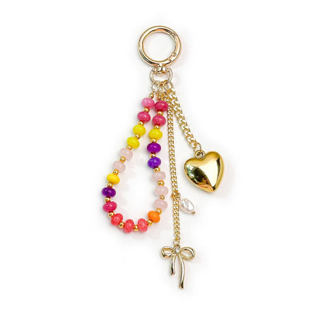 Perles en résine multicolores avec nœud papillon et cœur, collection Simple Series