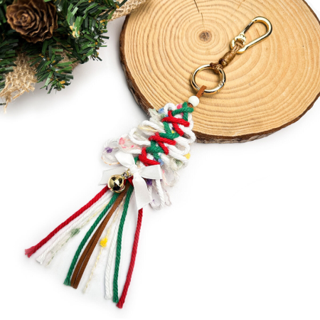 Collection ethnique décontractée de Noël, breloques de sac en corde tissée de couleurs assorties