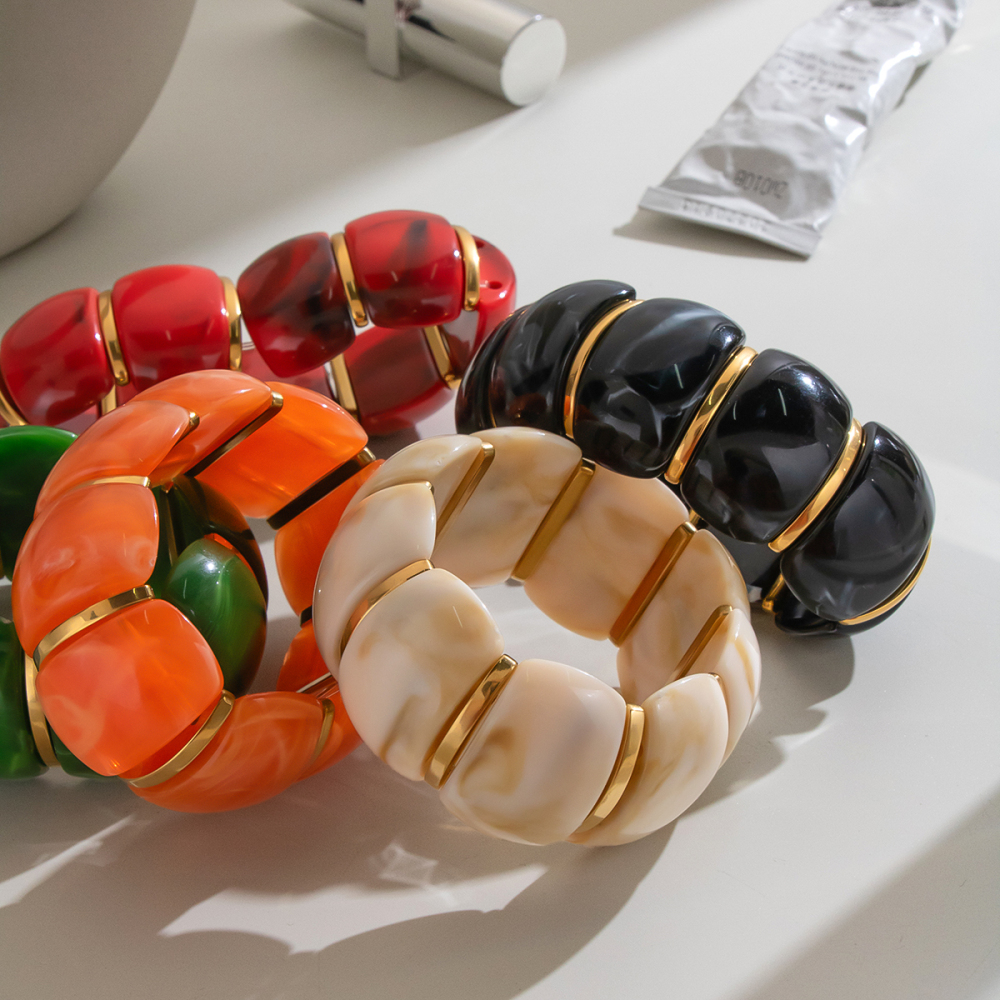 Bracelets Élastiques Étanches En Résine Et Acier Inoxydable Pour Femmes Image6