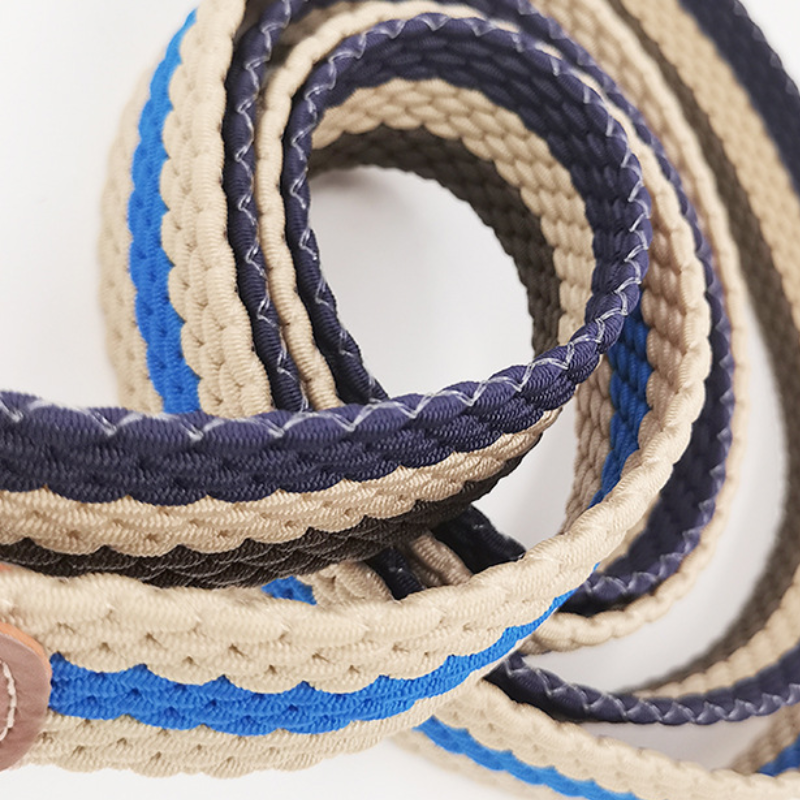 Ceinture En Nylon Tissé À Rayures Décontractées De Couleur Assortie, Série Simple h5Image5