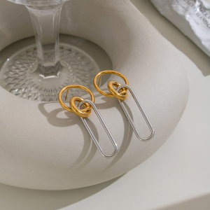 Boucles D'Oreilles Pendantes Pour Femme, En Acier Inoxydable Doré, Forme Géométrique, Étanches h5 Image3