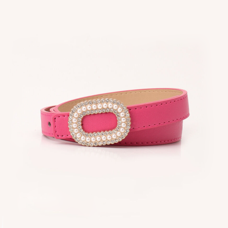 Ceinture en cuir PU de qualité supérieure, élégante et unie, ornée de strass et de perles artificielles, collection Simple Series. 2