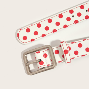 Ceinture En Cuir Pu De Qualité Supérieure, Motif Cœurs Et Pois Multicolores, Collection Simple Series Casual h5 Image3