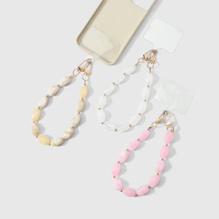 Chaîne de téléphone en alliage avec perles unies de couleur unie, série simple.