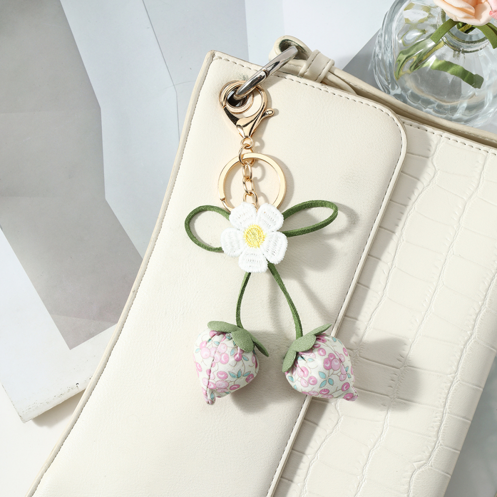 Breloques De Sac En Alliage Fraise, Nœud Papillon Et Fleur Douce, Série Simple Image4