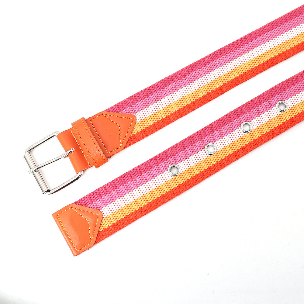 Ceinture En Nylon Tissé À Rayures Décontractées De Couleur Assortie, Série Simple h5Image6
