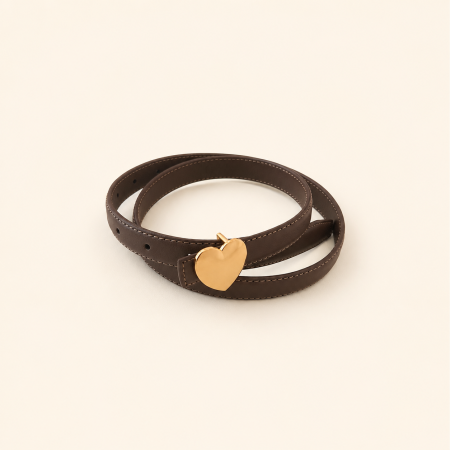 Ceinture en cuir uni couleur cœur, style décontracté, collection Simple