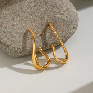 Boucles D'Oreilles Puces Pour Femmes En Acier Inoxydable, Étanches, En Forme De U, Couleur Or h5 Image2