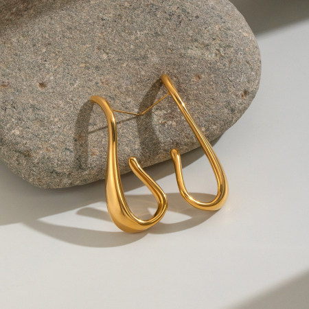Boucles d'oreilles puces pour femmes en acier inoxydable, étanches, en forme de U, couleur or 2