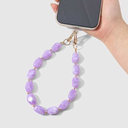 Chaîne de téléphone en alliage avec perles unies de couleur unie, série simple. 2