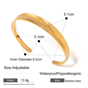 Bracelet Ouvert Concave Lisse En Acier Inoxydable Transfrontalier Européen Et Américain, Bracelet En Acier Titane Simple De Style Froid Rouge Net h5 Image2