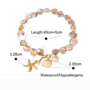 Collier De S Internet Européennes Et Américaines Ins, Nouveau Collier De Mode En Acier Inoxydable Or , Chaîne Entière, Collier Pendentif En Perles D'Étoile De Mer h5 