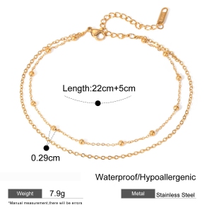 Accessoires D' Nouvelle Niche Européenne Et Américaine Mode All-Match  Or Acier Inoxydable Double Couche Ronde Chaîne De Cheville Bijoux Femme h5 