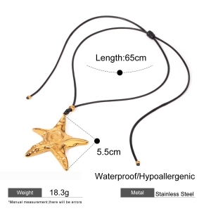 Collier Pendentif Étoile De Mer Fileté Surdimensionné En Acier Inoxydable Pour Femme, Style Ins Transfrontalier Européen Et Américain, De Bijoux h5