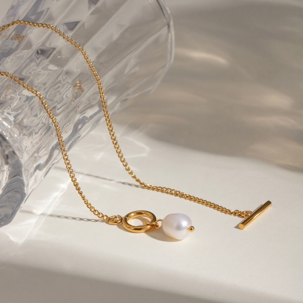 Collier Avec Pendentif Géométrique En Acier Inoxydable Plaqué Or Pour Femme, Série Simple, 1 Pièce