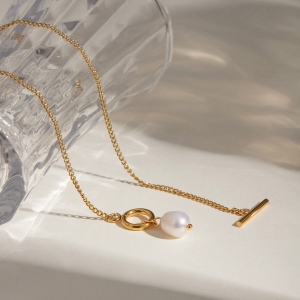 Collier Avec Pendentif Géométrique En Acier Inoxydable Plaqué Or Pour Femme, Série Simple, 1 Pièce h5