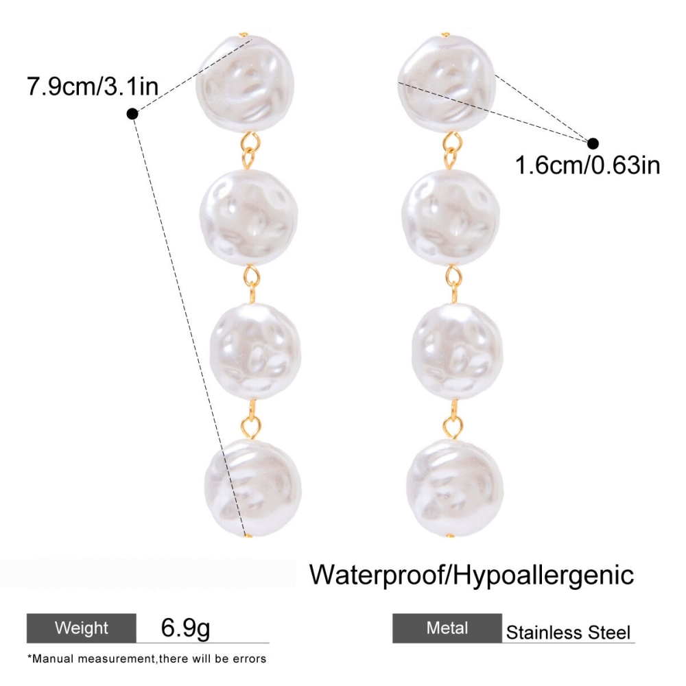 1 Paire De Boucles D'Oreilles Élégantes De La Série Classique, En Acier Inoxydable Plaqué Or Avec Perles Artificielles, Pour Femme. Image2