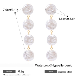 1 Paire De Boucles D'Oreilles Élégantes De La Série Classique, En Acier Inoxydable Plaqué Or Avec Perles Artificielles, Pour Femme. h5 Image2