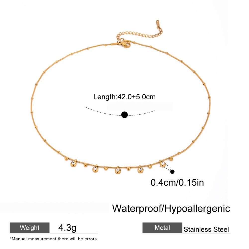 Collier Avec Pendentif Géométrique En Acier Inoxydable Plaqué Or  Et Zircon Pour Femme, Série Simple, 1 Pièce Image2