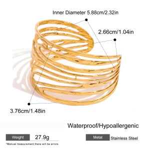 Bracelet Géométrique Simple En Acier Inoxydable Plaqué Or  Pour Femme, 1 Pièce h5 Image2