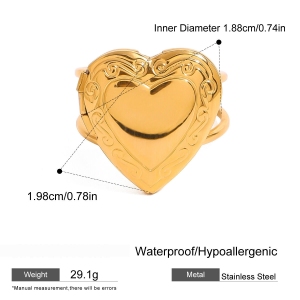 1 Paire De Bagues Ajustables Pour Femme En Acier Inoxydable Plaqué Or , Style Rétro, Série Simple h5 Image2