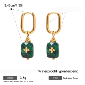 1 Paire De Boucles D'Oreilles Pendantes Élégantes Géométriques En Acier Inoxydable Plaqué Or  Pour Femmes, Série Classique h5 Image2
