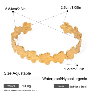 Bracelet Simple En Acier Inoxydable Plaqué Or Pour Femme, Motif Fleur Rétro, 1 Pièce h5
