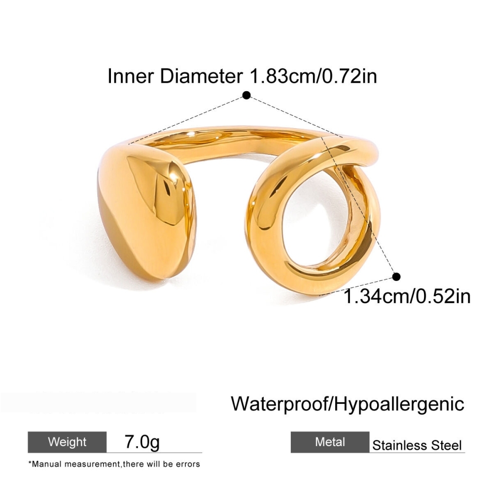 Bague Minimaliste En Acier Inoxydable Massif, Étanche, Couleur Or (1 Pièce) Image2