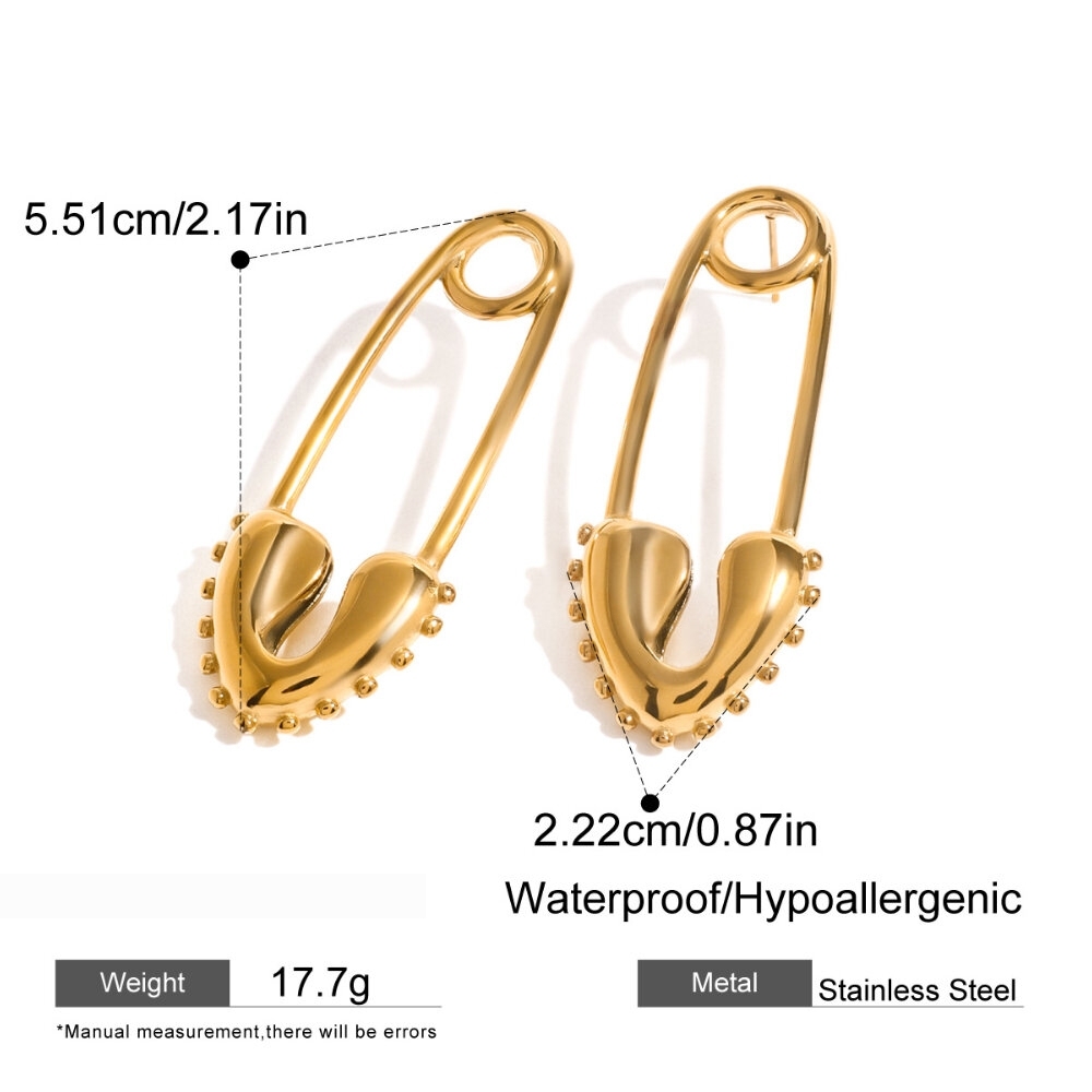 1 Paire De Boucles D'Oreilles À Tige Géométriques Décontractées En Acier Inoxydable Plaqué Or  Pour Femmes Image2