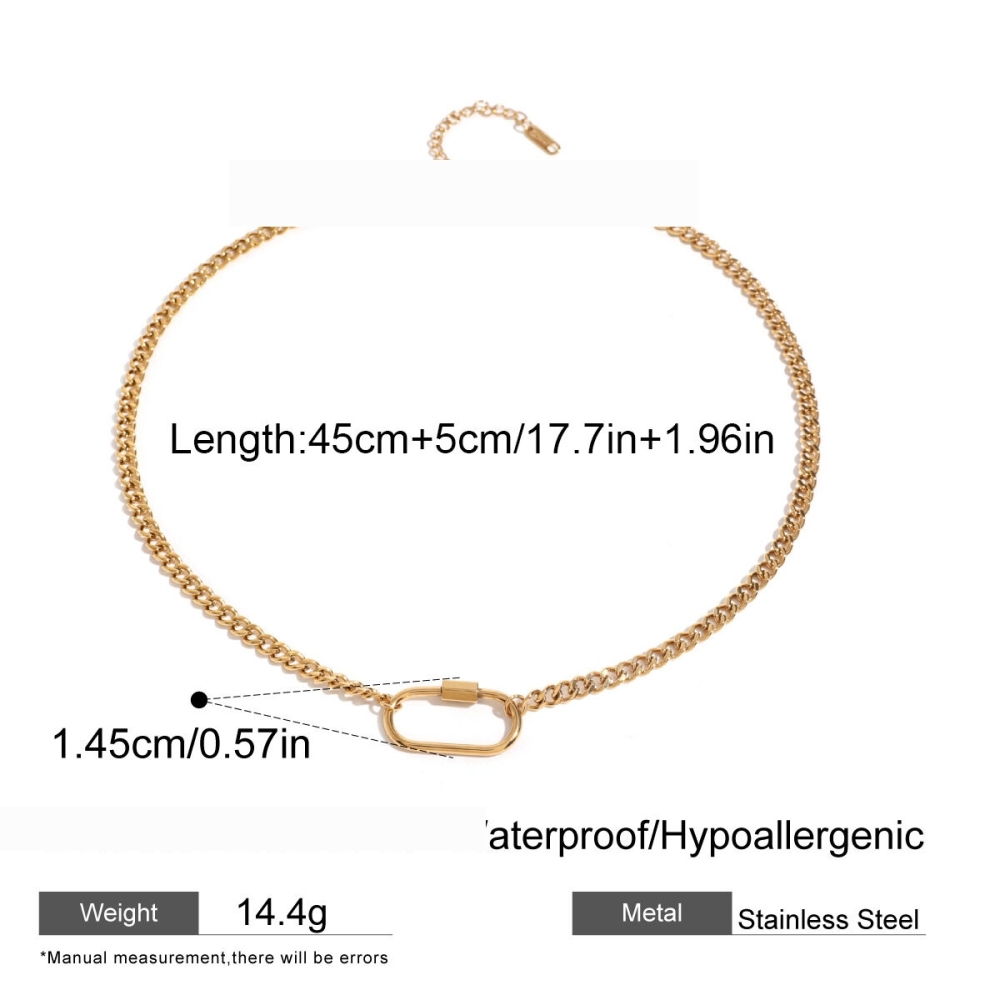 Collier Avec Pendentif Géométrique En Acier Inoxydable Plaqué Or  Pour Femme, Série Simple Et Décontractée, 1 Pièce Image2