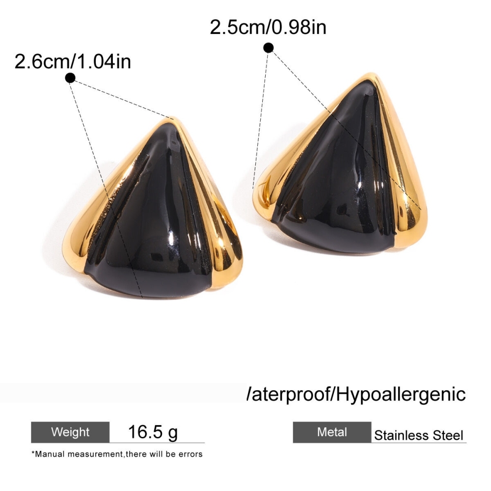1 Paire De Boucles D'Oreilles À Tige Géométriques Quotidiennes En Acier Inoxydable Plaqué Or  Pour Femme Image2