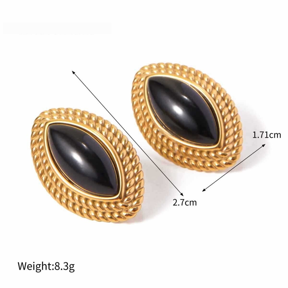 1 Paire De Boucles D'Oreilles À Clous Rétro En Acier Inoxydable Étanche Couleur Or Image2