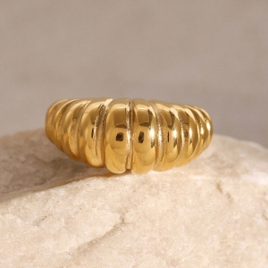 Bague Tendance En Acier Inoxydable Doré, 1 Pièce, Étanche. h5