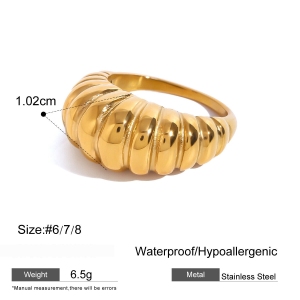 Bague Tendance En Acier Inoxydable Doré, 1 Pièce, Étanche. h5 Image2