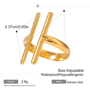 Bague Simple En Acier Inoxydable Étanche Couleur Or (1 Pièce) h5