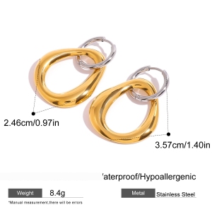 1 Paire De Boucles D'Oreilles Pendantes Géométriques Simples En Acier Inoxydable Plaqué Or  Pour Femme h5 Image2