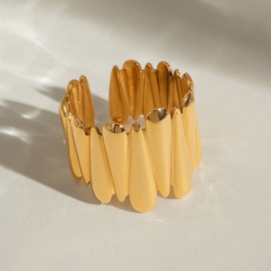 Bague Tendance Rétro En Acier Inoxydable Étanche Couleur Or (1 Pièce) h5