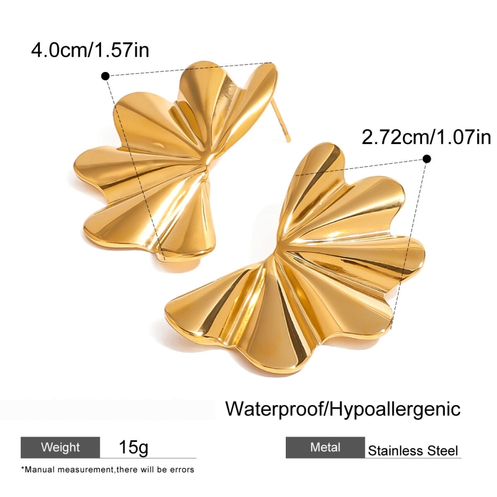 1 Paire De Boucles D'Oreilles À Tige Rétro En Acier Inoxydable Plaqué Or Pour Femme, Série Classique Image2
