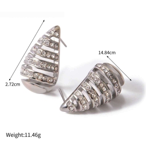 Boucles D'Oreilles En Acier Inoxydable Incrustées De Diamants, En Forme De Larme Creuse, Haut De Gamme Et Uniques, En Acier Titane. h5 Image2