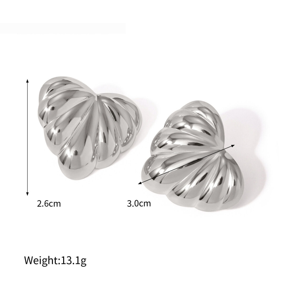 1 Paire De Boucles D'Oreilles À Clous En Acier Inoxydable Étanches En Forme De Cœur.