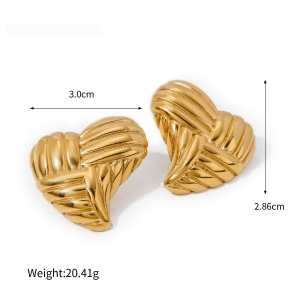 1 Paire De Boucles D'Oreilles À Clous En Acier Inoxydable Étanches En Forme De Cœur h5 Image2