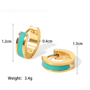 1 Paire De Boucles D'Oreilles Créoles Colorées En Acier Inoxydable Pour Femme h5 Image2