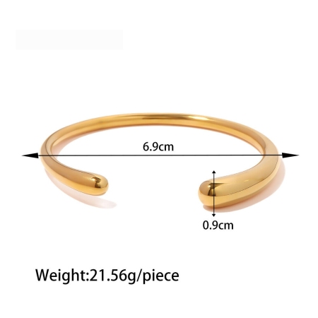 Bracelet jonc femme imperméable, multicouche, géométrique, style simple (1 pièce) en acier inoxydable