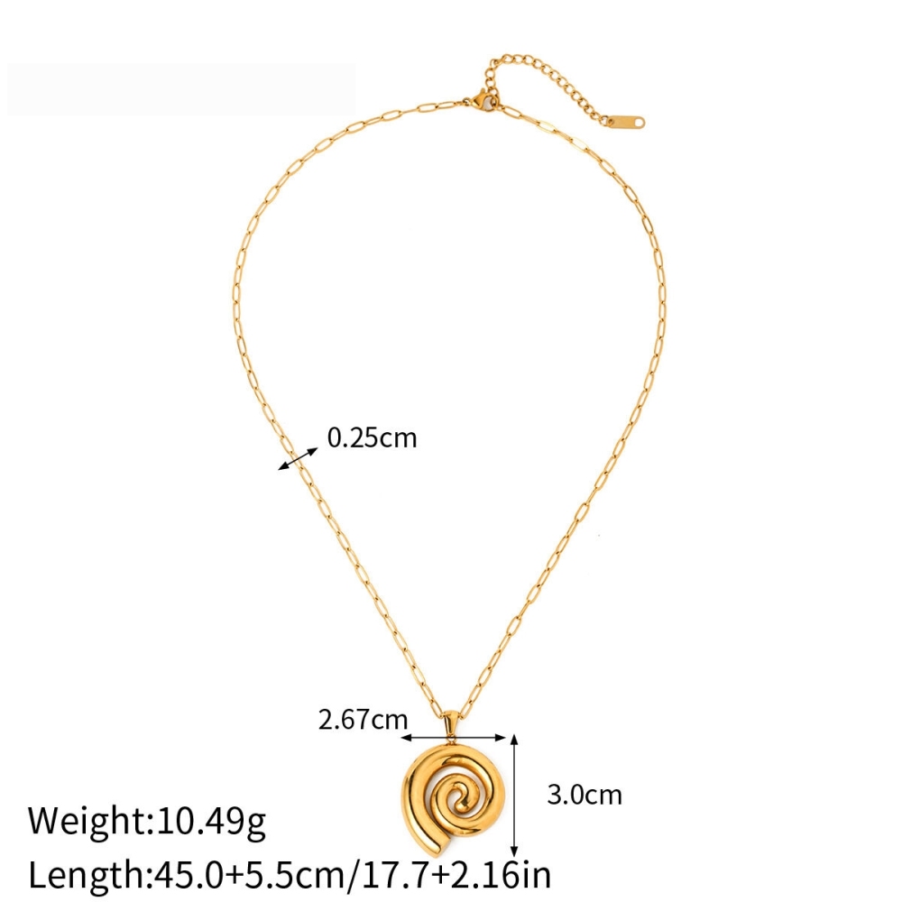 Collier Pendentif En Forme De Cercle Fileté En Acier Inoxydable Or  Européen Et Américain Ins Collier De Style  Internet En Spirale Style Cleanfit 