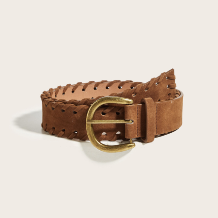 Ceinture en cuir PU tissé de qualité supérieure, couleur unie, style rétro, série simple