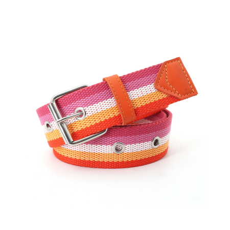 Ceinture en nylon tissé à rayures décontractées de couleur assortie, série simple 2