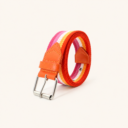 Ceinture en nylon tissé à rayures décontractées de couleur assortie, série simple