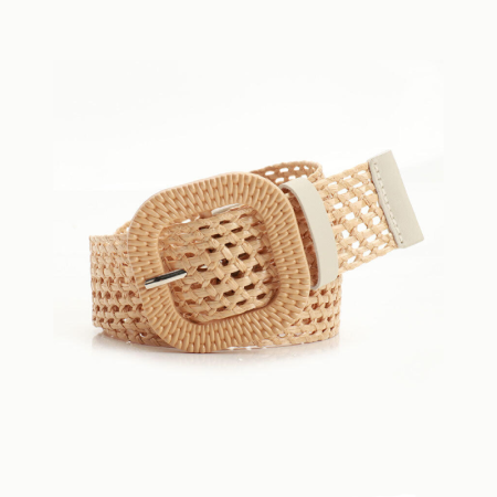 Ceinture tissée en raphia uni, style ethnique décontracté
